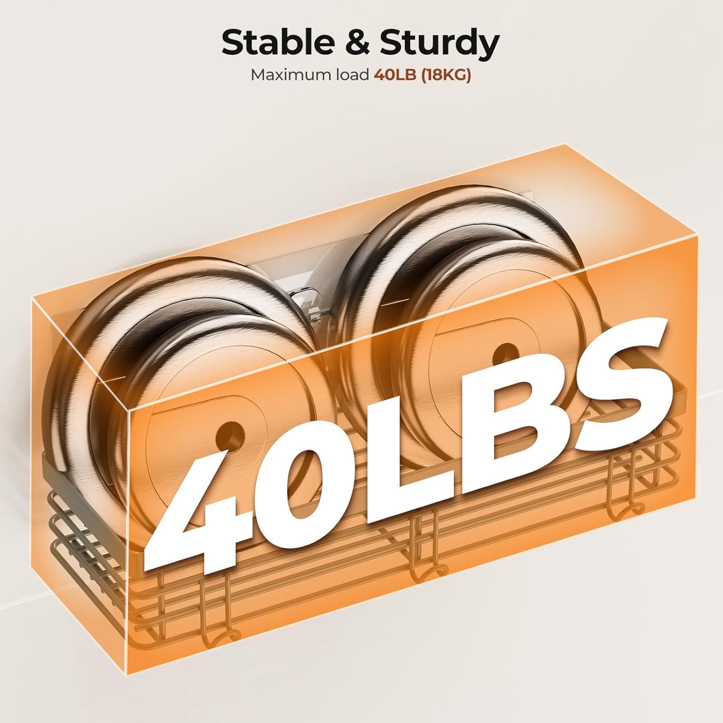 Orimade Shower Caddy with 5 Hooks for Hanging Razor and Sponge Adhesive Shower Shelf Basket Bathroom Storage Organizer Kitchen Rack No Drilling Stainless Steel Rustproof - 2 Pack, Light Blue Grey