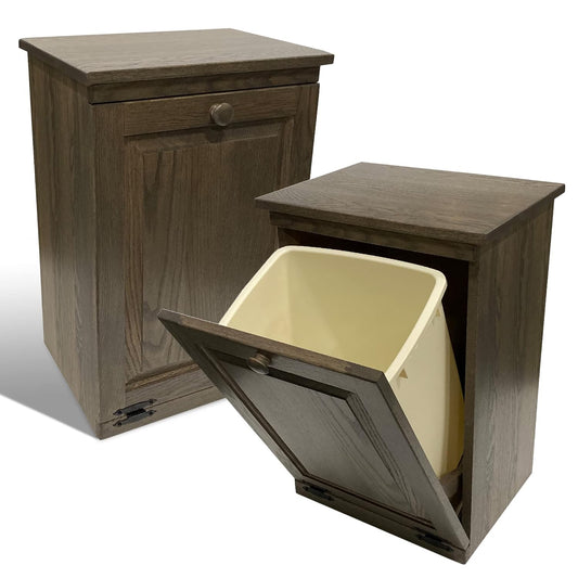 Peaceful Classics Tilt Out Trash Cabinet- Amish Handcrafted Wooden Pull Out Cabinet, Decorative Trash Bin for Kitchen, Bedroom, & Home Patio, Laundry Hamper Cabinet, Antique Slate