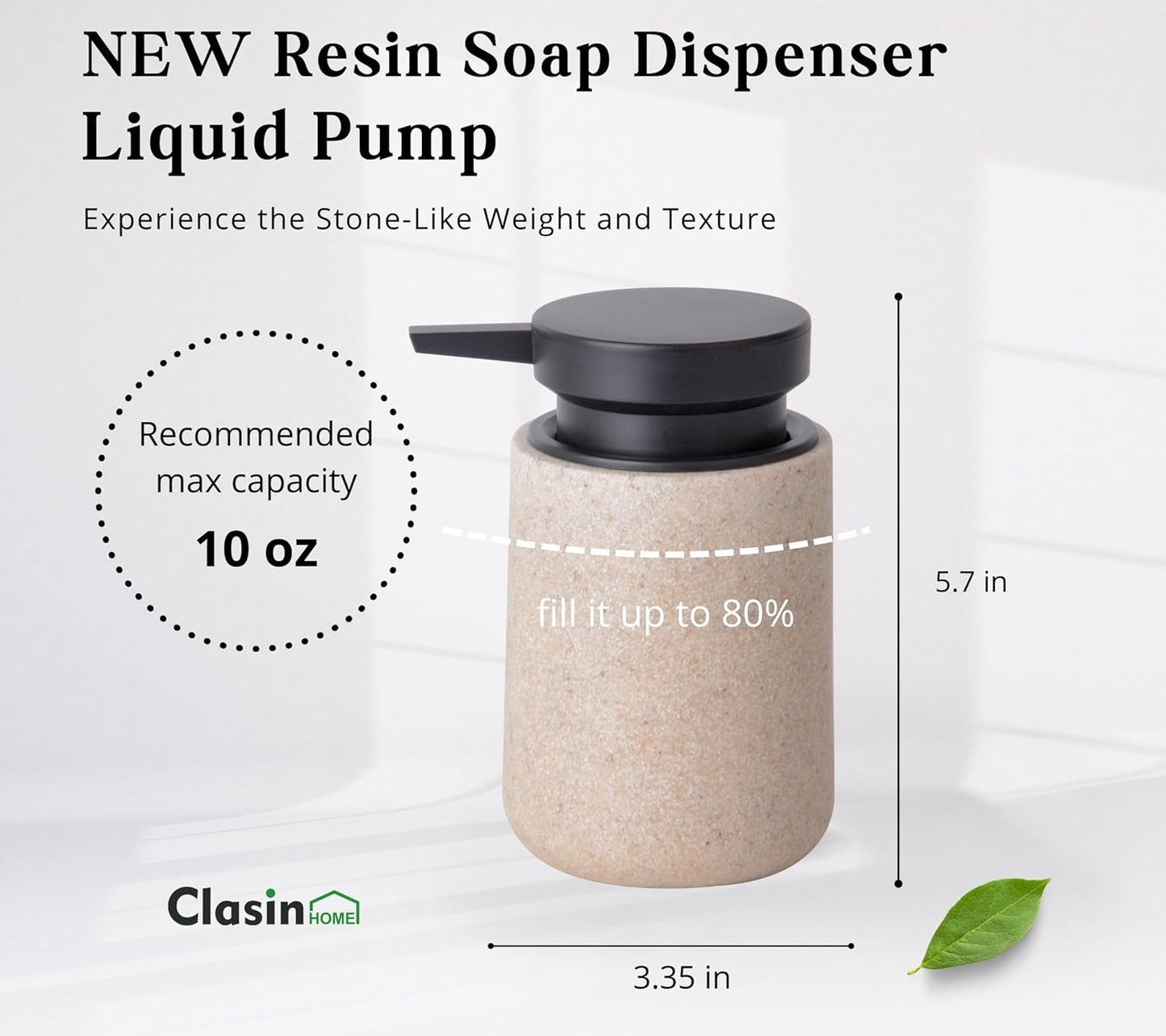 3 Pcs Bathroom Accessories Set, Liquid Soap Dispenser with Large Pump, Toothbrush Holder Cup and Soap Dish, Sandstone Texture Bathroom Counter Set for Modern Home (Beige)