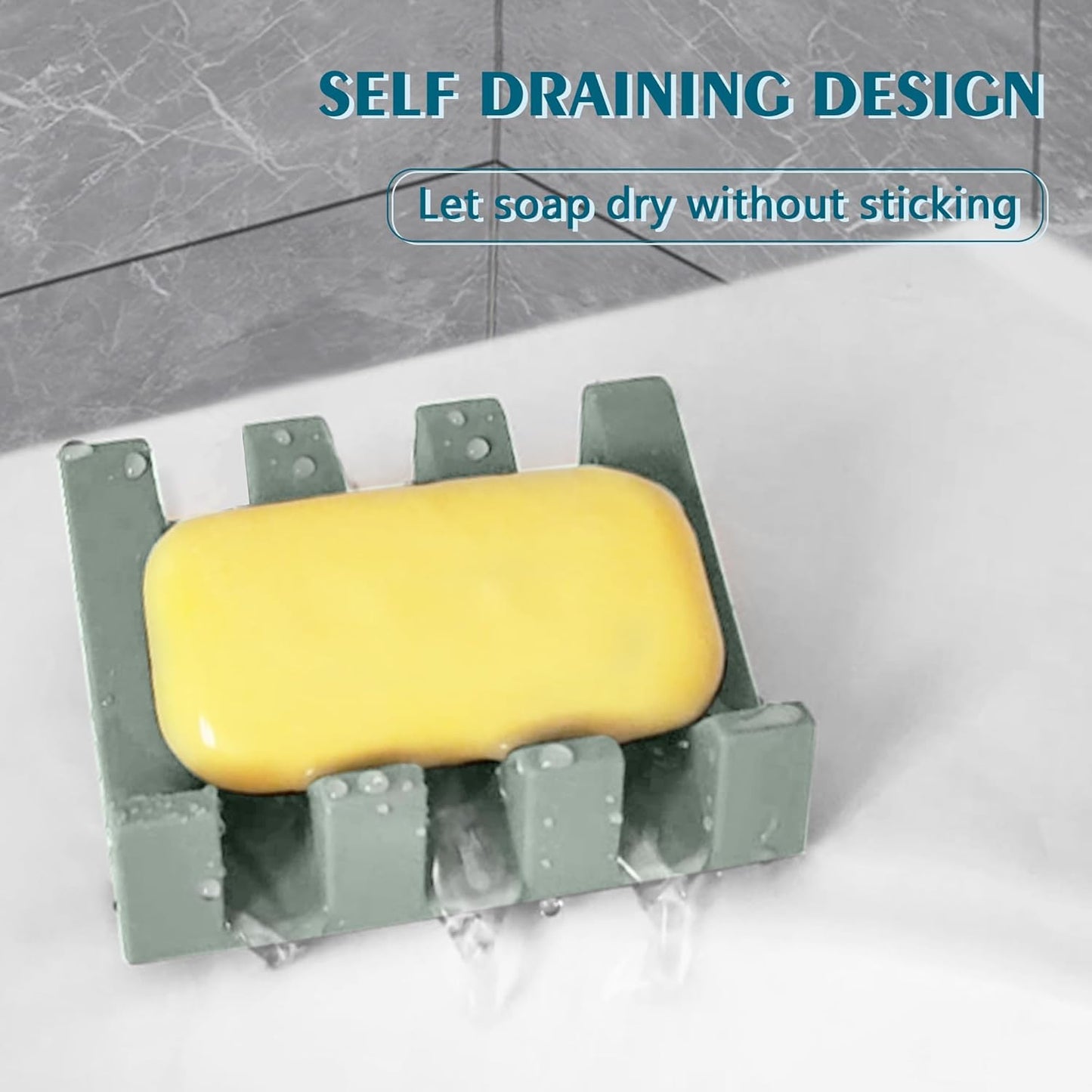 Self Draining Soap Dish Holder,Silicone Soap Dish,for Bathroom,Kitchen, Sponges，Can Extend Soap Life，Keep Soap Bars Dry and Easy Cleaning (2, Green)