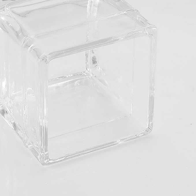 Glass Cotton Jar Holder 2 Pack– Satin Nickel Lid, Elegant Bathroom Storage Canister for Qtips, Cotton Balls, Floss, Makeup Organizer, Vanity & Bathroom Organization