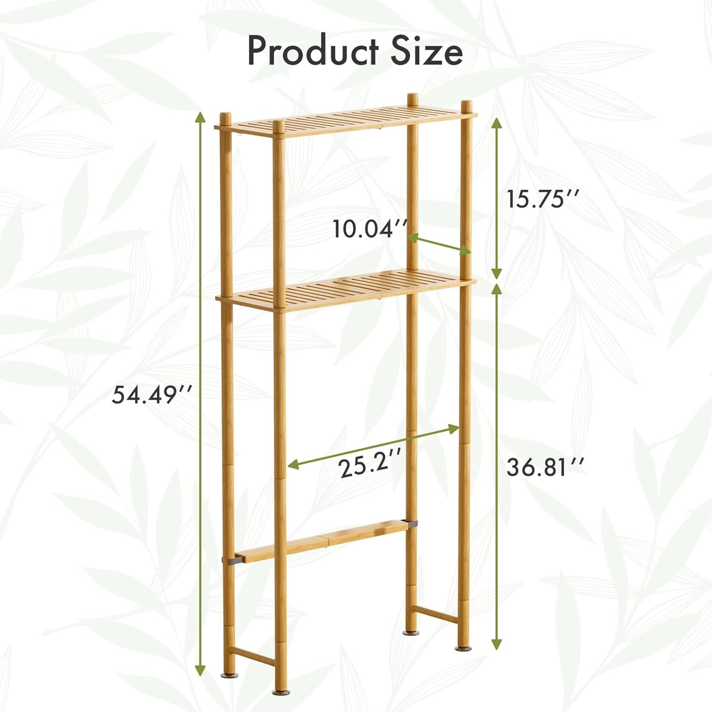 AmazerBath Bamboo Over The Toilet Storage Shelf, 2-Tier Over Toilet Organizer Rack, Freestanding Above Toilet Shelf for Bathroom, Laundry, Space Saver, Natural Color
