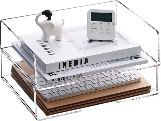 Acrylic Paper Tray Desk Organizers and Office Suplies Document Storage Enlarged Letter Tray Clear Paper Organizer (Large Horizontal)…