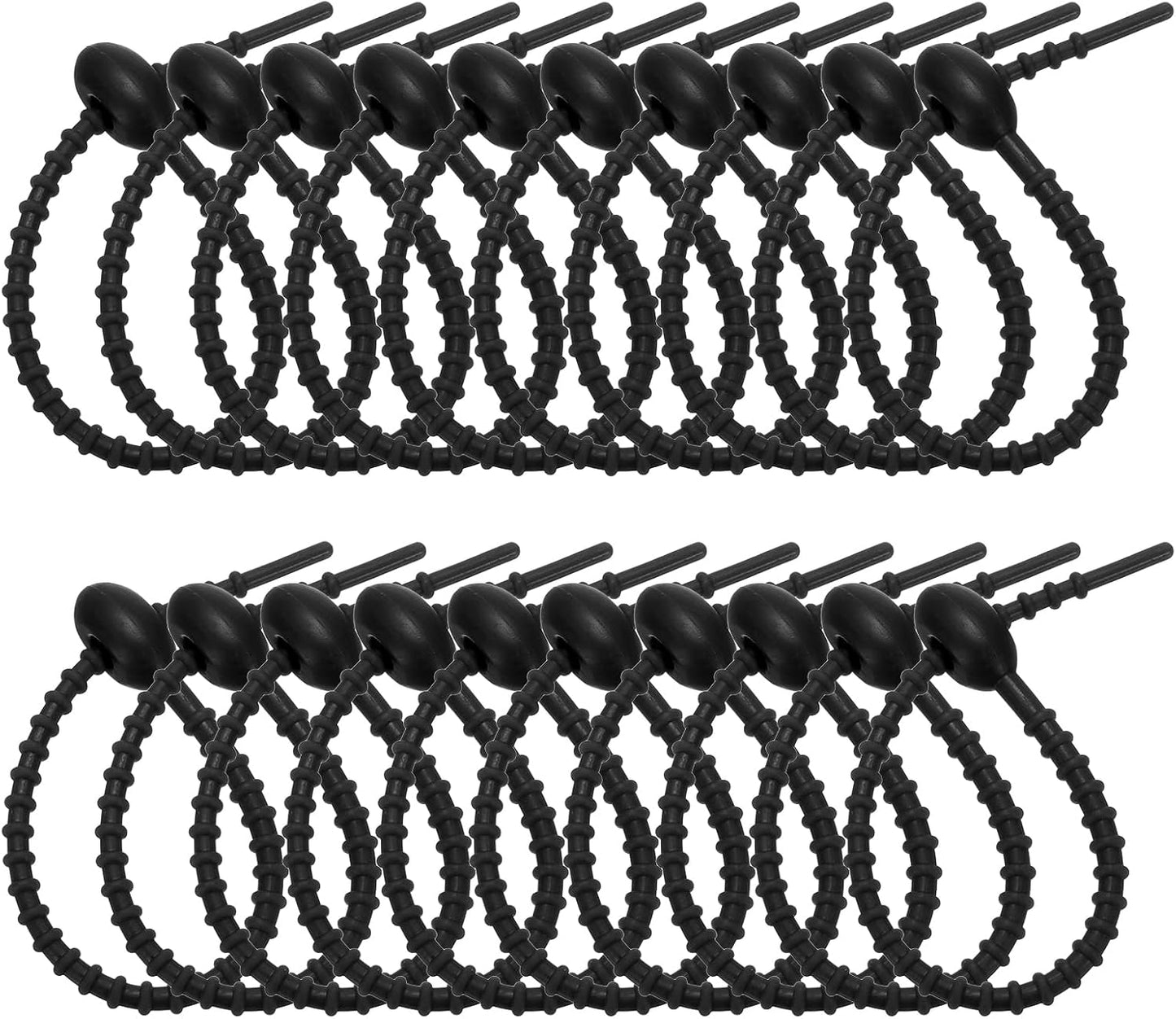 PATIKIL 6 Inch Silicone Cable Ties, 20pcs Rubber Reusable Twist Zip Ties Organizer for Home Office Kitchen Food bags Wires Adjustable Bag Clip, Black
