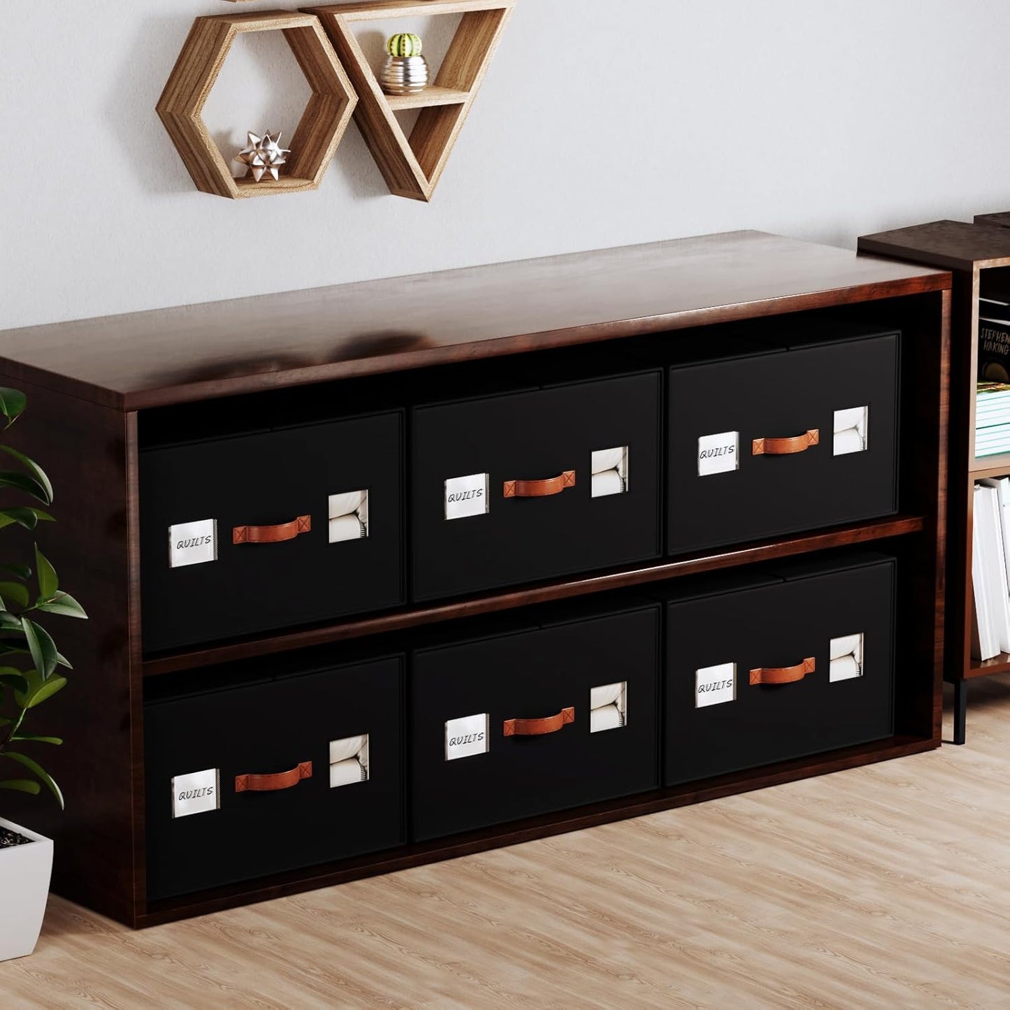 2 Pack Large blanket Storage Organizers, 70L black comforter storage bags with Reinforced Walls ，Foldable 21"x18"x11" Space-Saving Design for Bedding Storage & sheet Organize