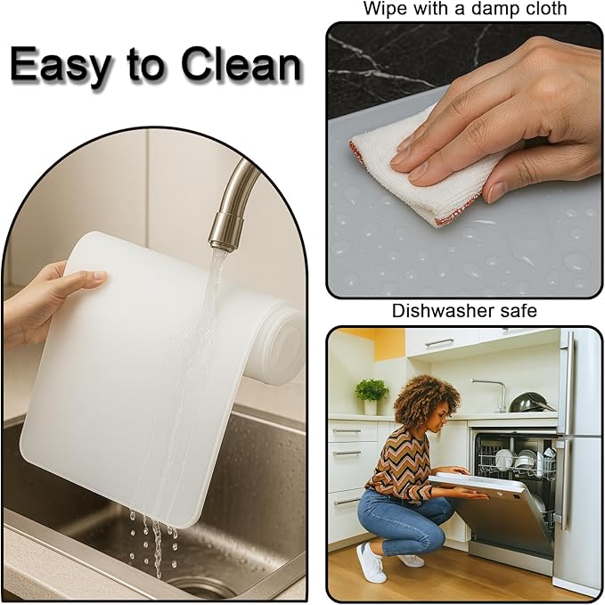 Silicone Mat 35.4"x23.6" Silicone Mats for Kitchen Counter Heat Resistant Mats for Countertop, Countertop Protector Mat, Edge Heightening Nonstick Waterproof Multipurpose Table Mat Translucent