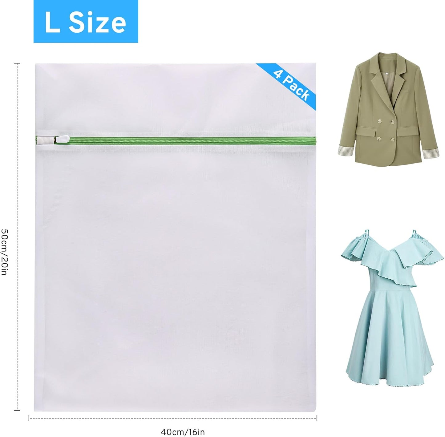 4 Pcs Mesh Laundry Bags Set for Delicates with AUTO-Lock Zipper, Lingerie Bags for Washing Delicates, Laundry Bags Mesh Wash Bags, Delicates Laundry Bag for Jeans,Blouse,Stocking,Bra(Large,20" x 16")