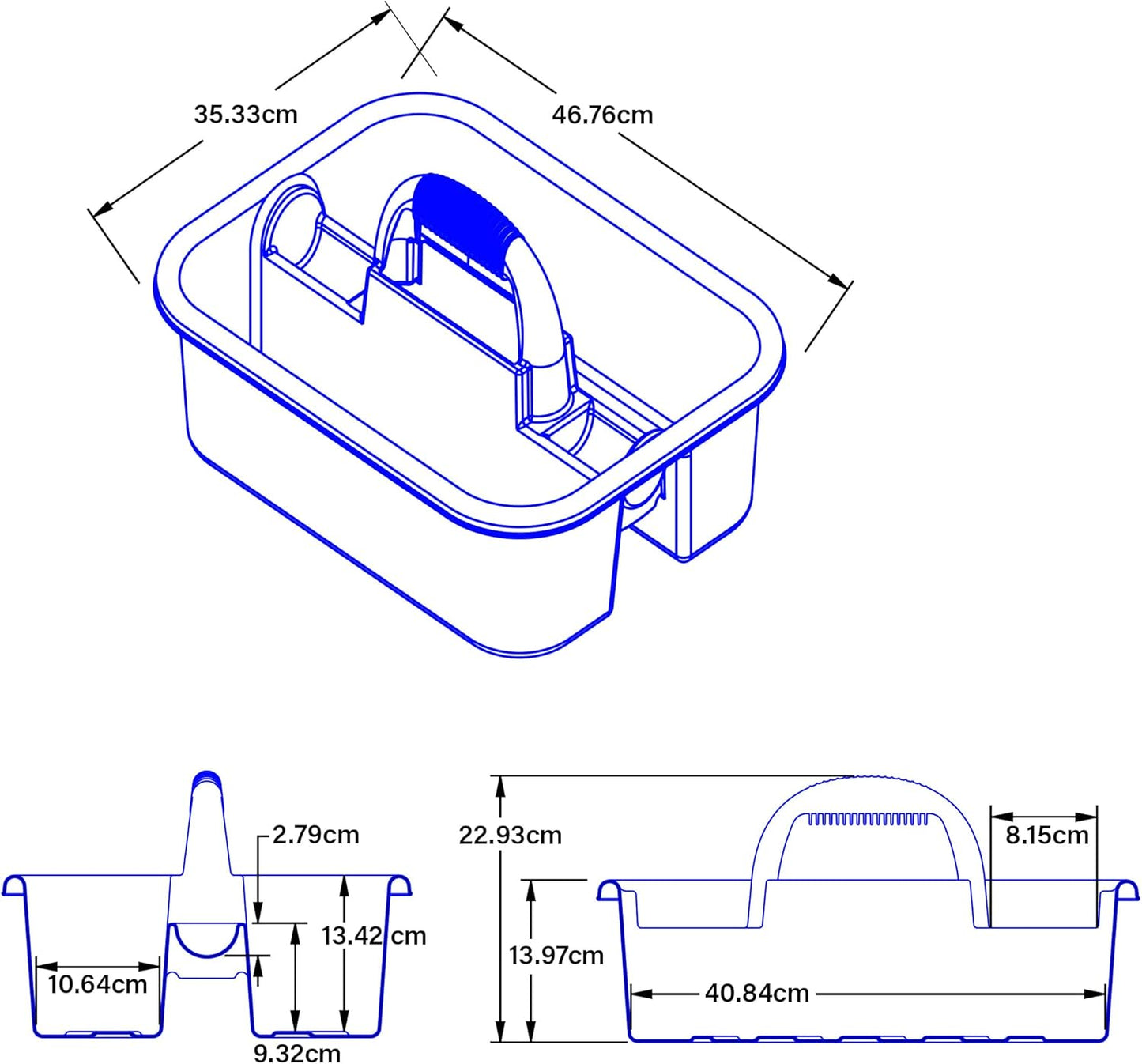 Akro-Mils 09185 Plastic Tote Tool & Supply Cleaning Caddy with Handle, (18-3/8-Inch x 13-7/8-Inch x 9-Inch), Blue (09185BLUE)