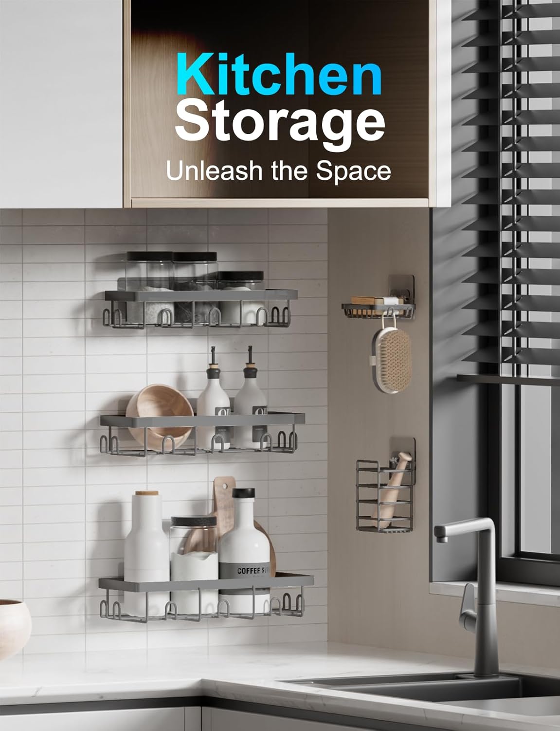 GVY Shower Caddy 5 Pack, Adhesive Shower Organizer Bathroom Shelves,Rustproof Bathroom Organizers and Storage for Home Decor, No Drilling Shower Shelves for Apartment Essentials