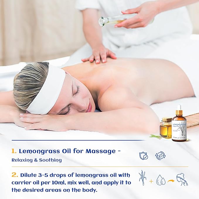 HIQILI Essential Oil, 100% Pure Natural Undiluted - Lemongrass - 1.01 Fl. Oz