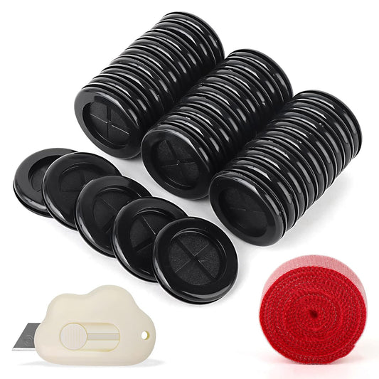 30Pcs 1-1/2" Rubber Grommet, Drill Hole Firewall Hole Plugs Wire Protection, Rubber Plugs for Holes Assorted Sizes with Cable Sticky Tape and Small Tool