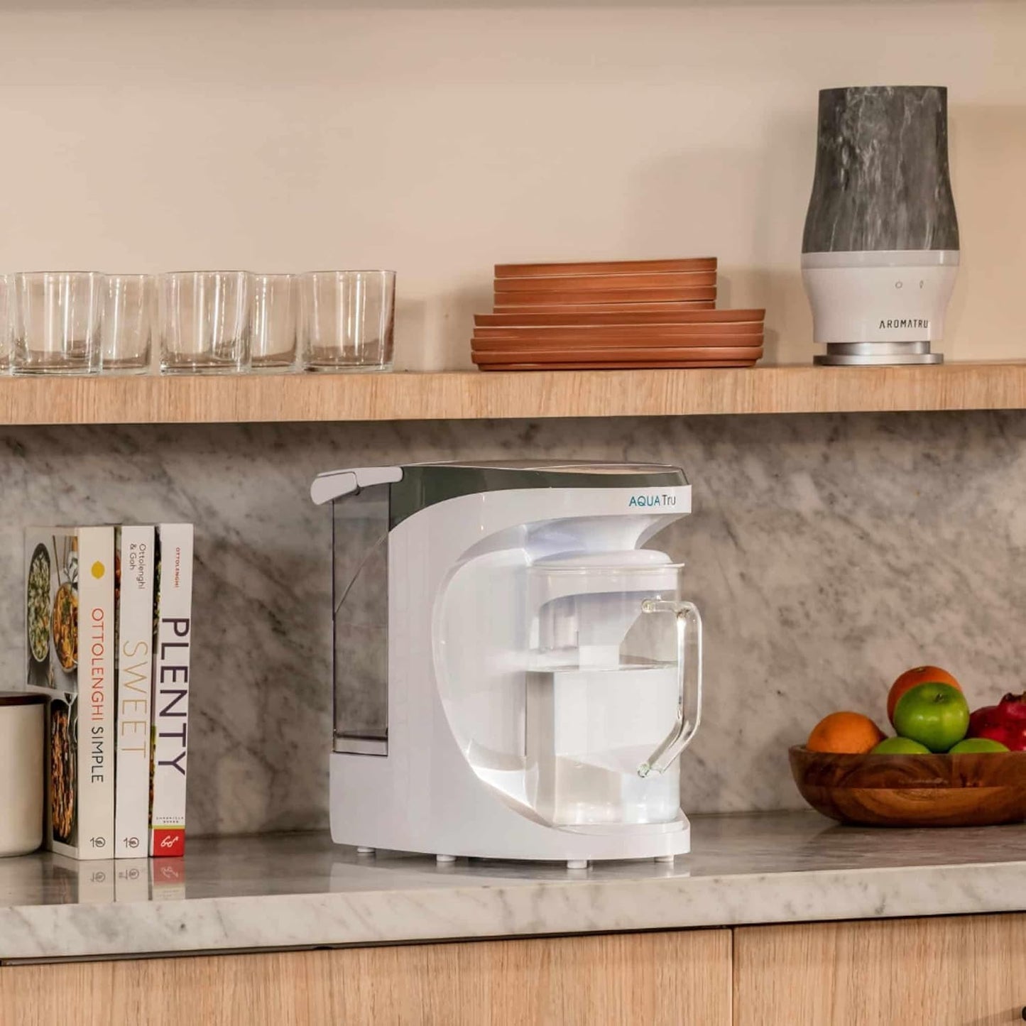 AquaTru Carafe Smart Countertop Water Purifier | App-Connected 4-Stage Reverse Osmosis System with Glass Carafe Removes Forever Chemicals, Lead & Fluoride | Track Filter Life | No Plumbing