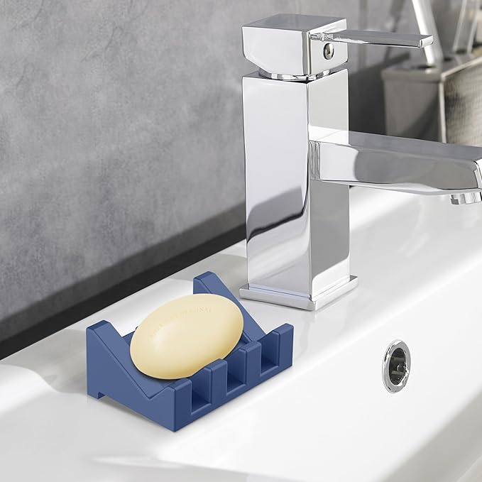 Silicone Soap Holder, 1 PCS Extended Soap Dish for Shower, Bathroom with Drainage