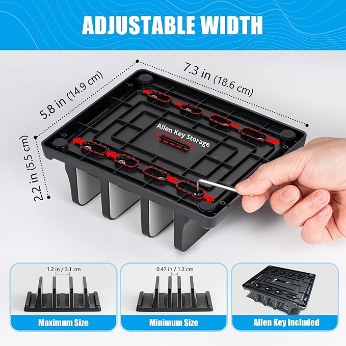 Ryvlan Vertical Laptop Stand, 3 Slot Adjustable Laptop Storage Rack and Desk Organizer, Silicone-Padded Holder for Multiple Devices Storage, Compatible Stand for Tablets and Devices up to 17 Inches