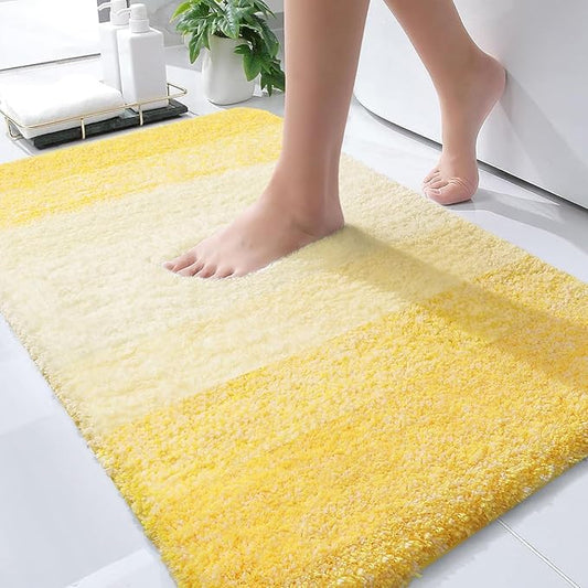 OLANLY Bathroom Rugs Mat 36x24, Extra Soft Absorbent Microfiber Bath Rugs, Rubber Backing, Quick Dry, Machine Washable Bath Mats for Bathroom Floor, Tub and Shower, Home Decor Accessories, Yellow