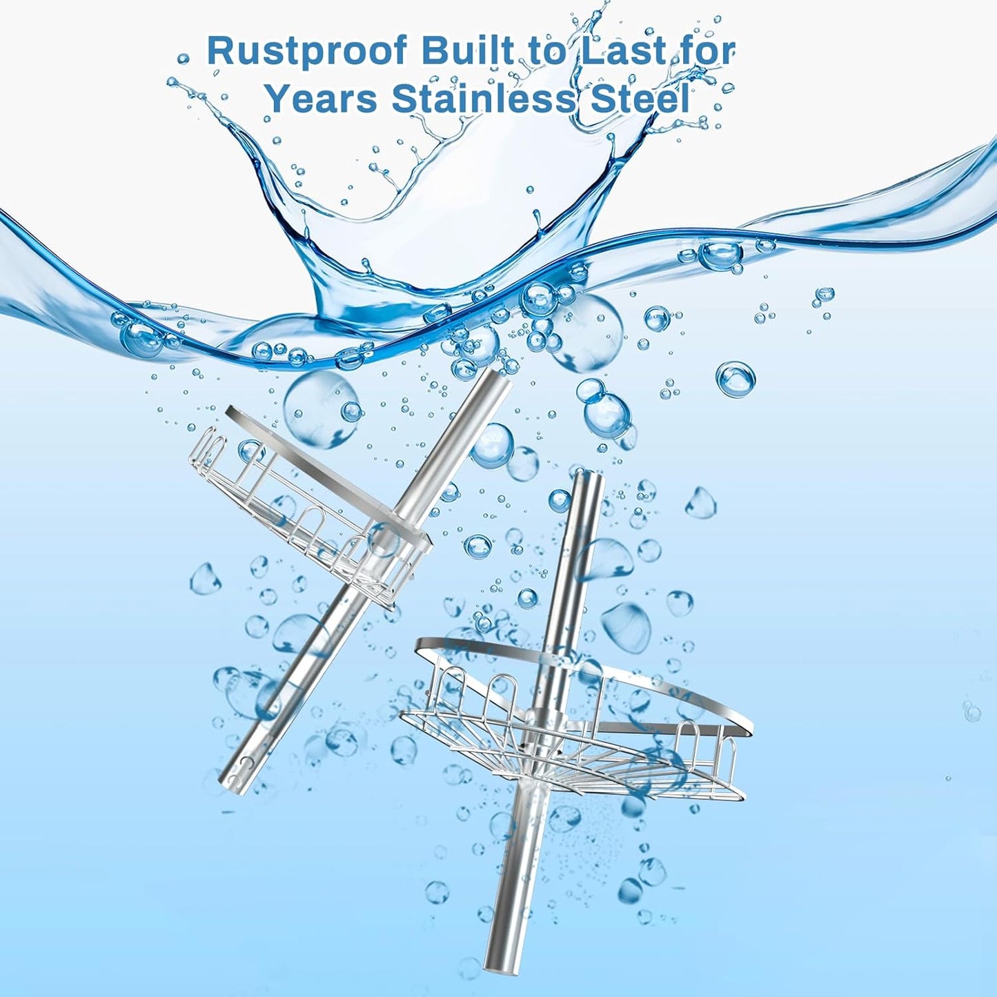 Rustproof Shower Corner Caddy Shelf for Bathroom Tension Pole Organizer with 4 Baskets for Bathtub Shampoo Storage from 23.6 to 114.5 Inch with Towel Bar (Silver)