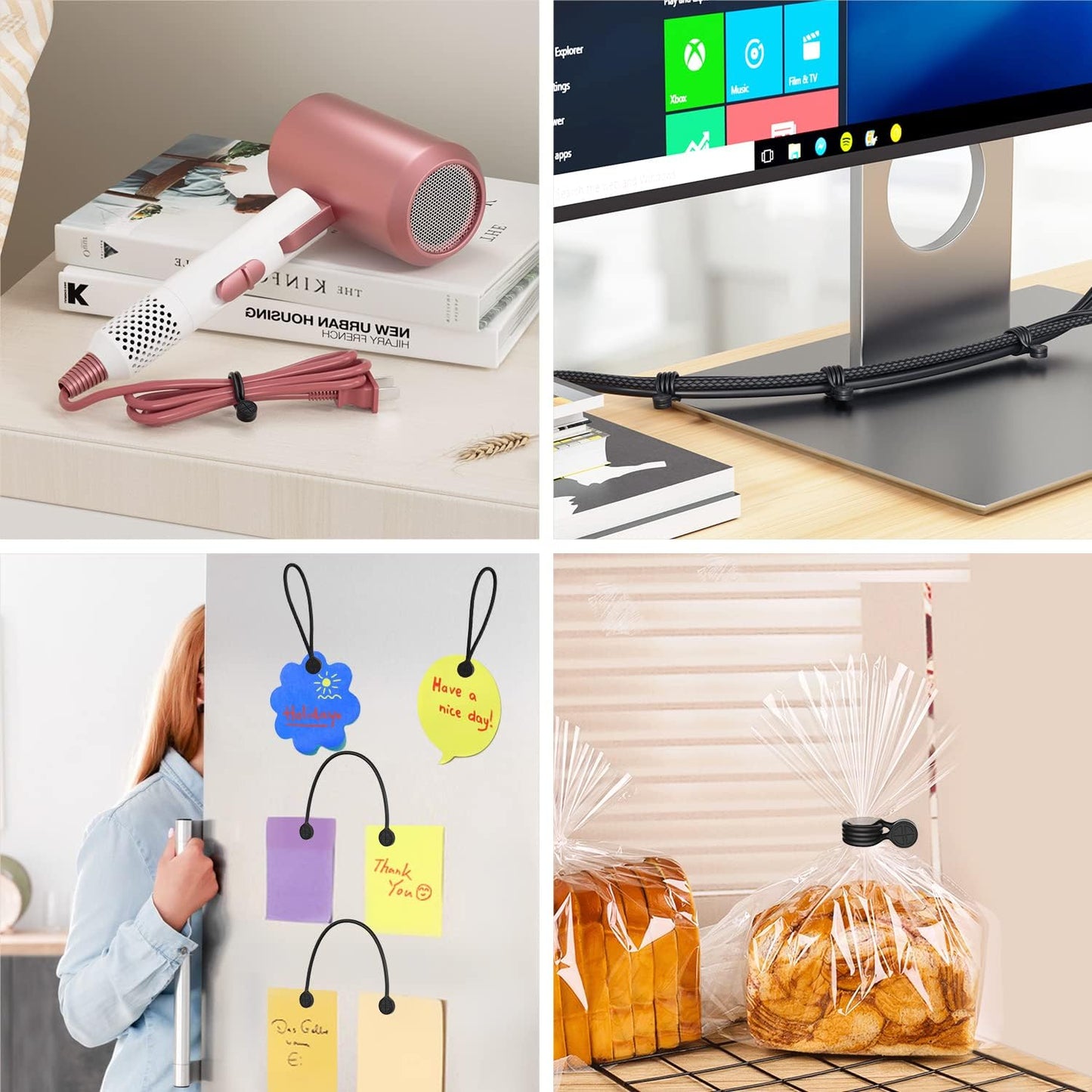 Magnetic Twist Ties, Reusable Silicone Cable Ties with Strong Magnet for Bundling and Organizing,Cord Wrap Clip Straps for Home or Office (Black-32 Packs)