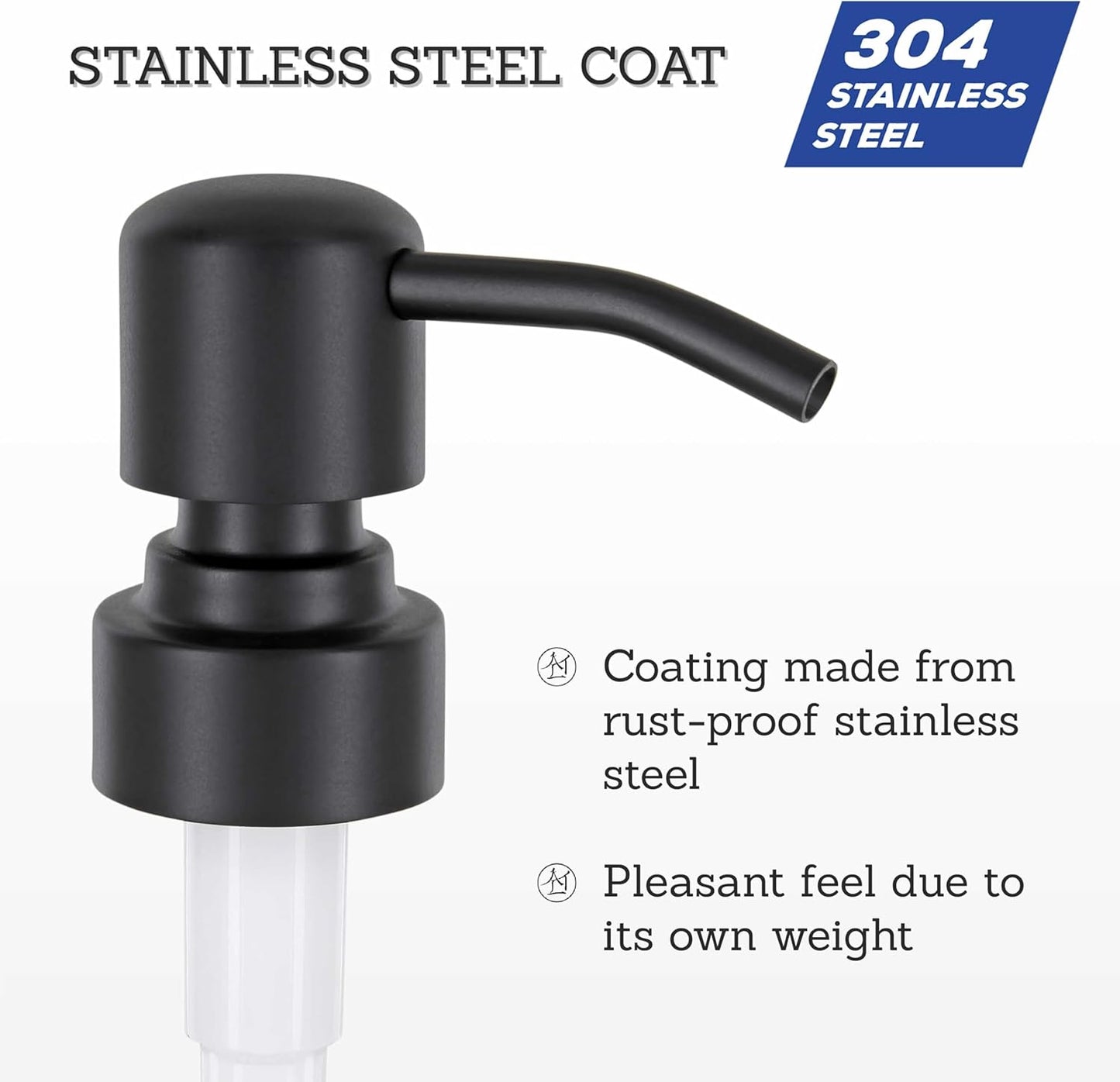 ALTGLAS Stainless Steel Soap Pump 'Zagreb' as Replacement for Liquid Hand Soap Dispensers and Bottle Upcycling (Matte Black) - Fits e.g. Jack Bottle