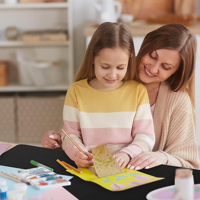 Ewen 25.6x17.7in Large Silicone Kitchen Counter Mat, 2mm Thick Heat Resistant Countertop Protector, Baking Silicone Mat under Air Fryer Toaster Oven Microwave Coffee Maker Cutting Board Drill Black