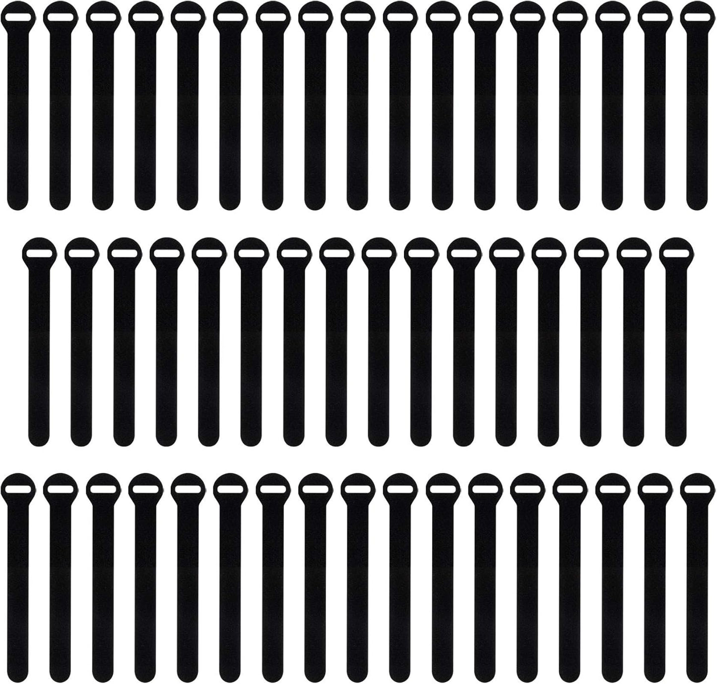 Self-Gripping Cable Ties by Wrap-It Storage, Black, 5 Inch Straps (50-pack) – Reusable Hook and Loop Cord Organizer Cable Ties for Cord Management and Desk or Office Organization