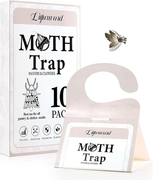 Pantry Moth Traps - Extra Strength Hanging Clothes Clothing Moth Traps with Pheromone for House Pantry Indoor Closets - 10 Pack