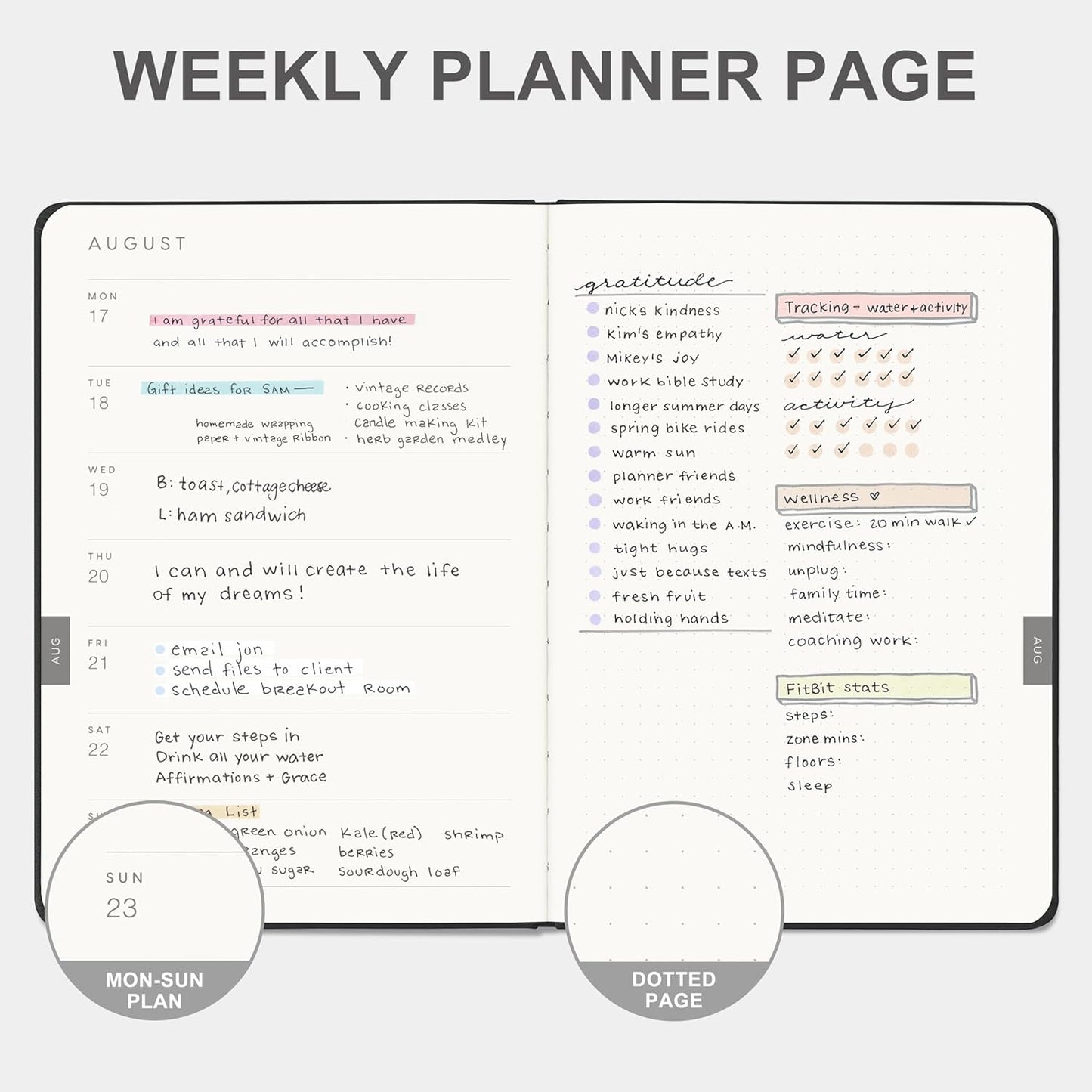 And Per Se 2026 Planner-Daily, Weekly & Monthly Leather Hardcover Planner, 5.7" x 8", Daily Schedule, Monthly Tabs, 100 GSM Thick Paper, Back Pocket (Black)