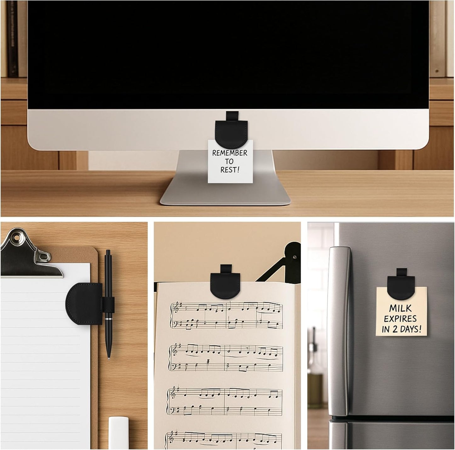 Magnetic Pen Loop Holder, Pencil Holder for Notebooks, Journals, Calendars, PU Leather 3 Pack