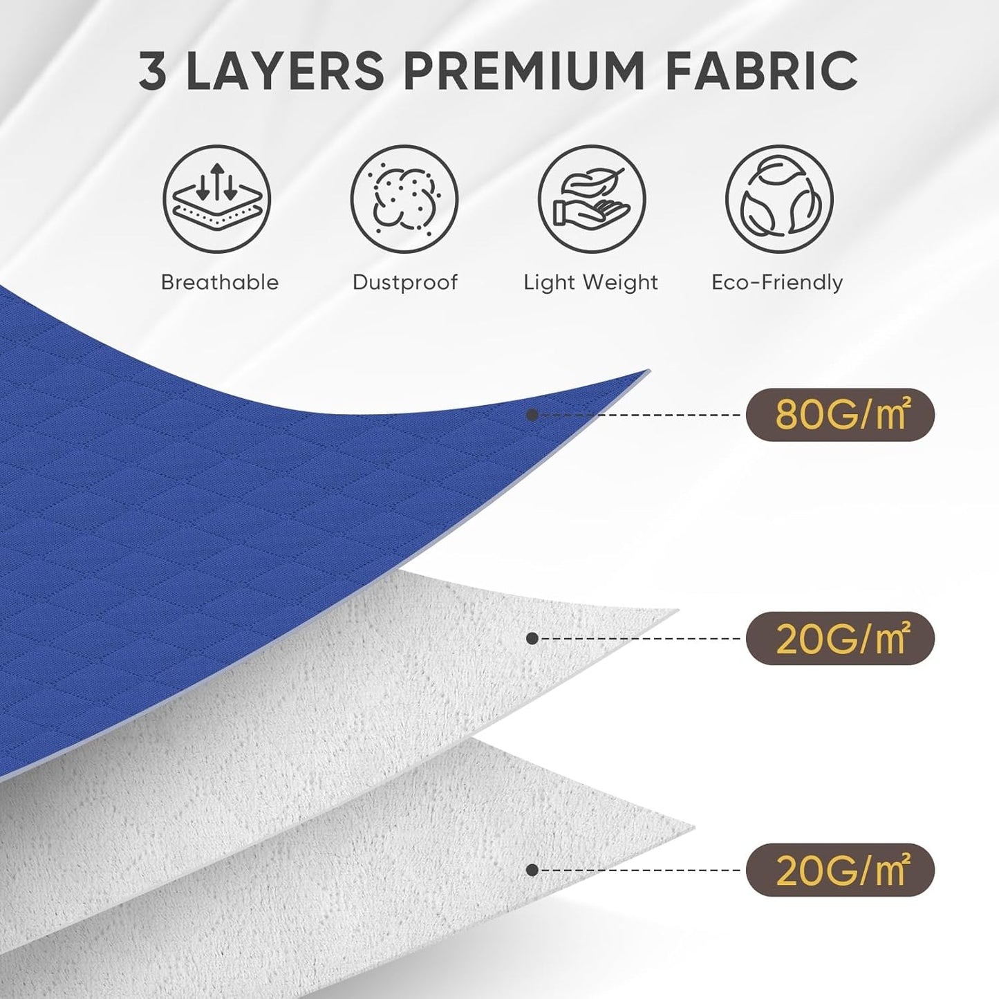 BALEINE 6 Pack Clothes Storage Bags, 24 Gallon Storage Containers with Reinforced Handle, Sturdy Zipper, Closet Organizer for Blanket, Comforter, Pillow, Bedding (Blue, 6 Pack)