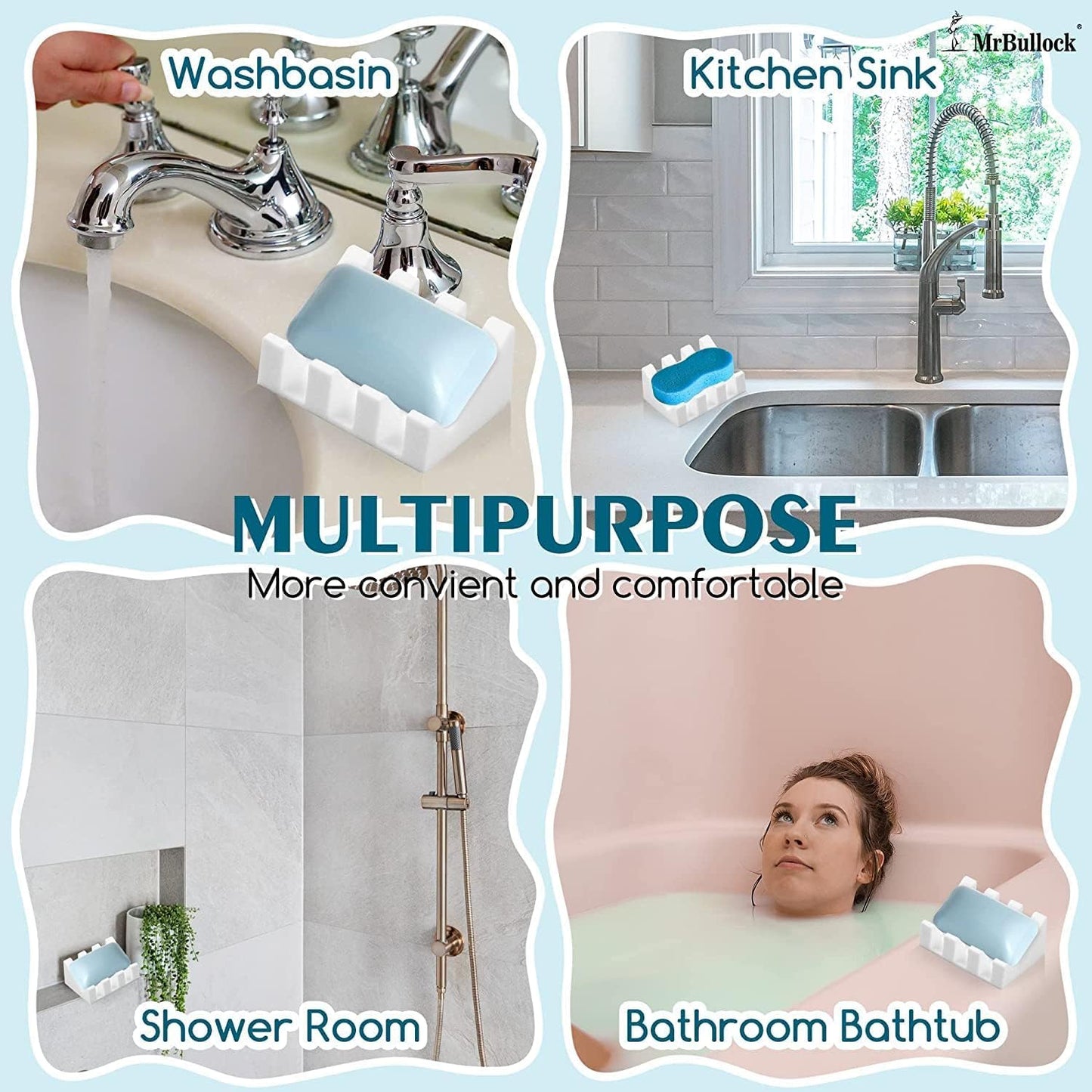 Silicone Soap Dish for Bar Soap Holder for Shower Bathroom Self Draining Waterfall Drying Tray Keep Soap Bars Dry Clean & Easy Cleaning (White1, 1)