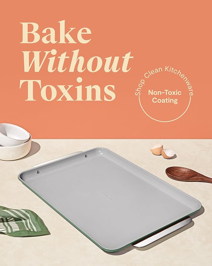 Caraway Non-Stick Ceramic Baking Sheet - Naturally Slick Ceramic Coating - Non-Toxic, PTFE & PFOA Free - Perfect for Baking, Roasting, and More - Large (18" x 13") - Sage