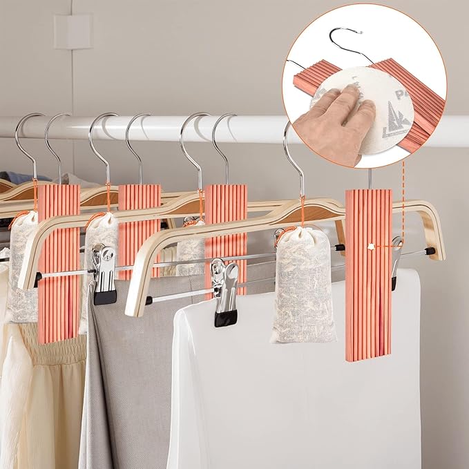 Homode Cedar Blocks, Cedar Hang Ups for Clothes Storage, Cedar Sachets for for Closets and Drawers, Fresh Scent Ceder Wood, 18 Pack