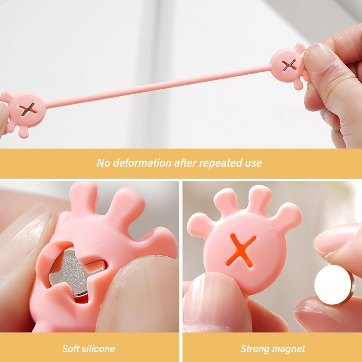 Magnetic Cable Ties, 10PCS Soft Silicone Magnetic Cable Clips, Reusable Cord Organizer, Portable Cord Keepers for Office, School, Home