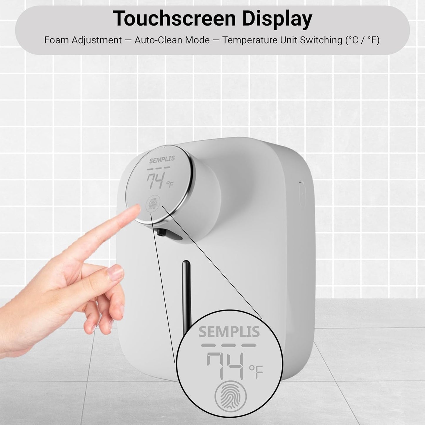 Automatic Soap Dispenser – Touchless Foaming Hand Soap Dispenser with Digital Display, 6 Adjustable Foam Levels, USB Rechargeable Wall‑Mount for Bathroom & Kitchen, 10.82 oz/320 ml