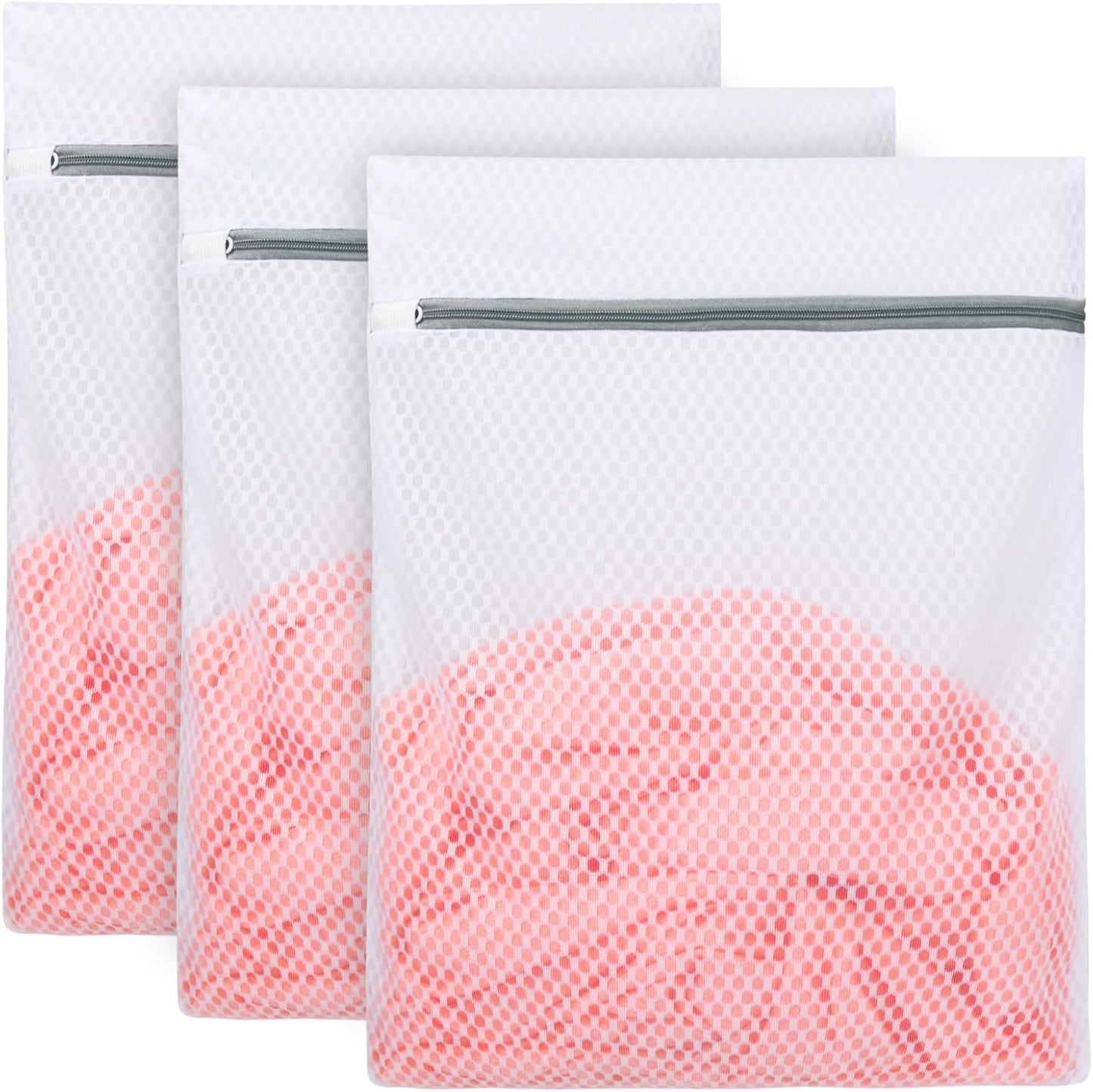 Vivifying 3Pcs Mesh Laundry Bags for Delicates, Honeycomb Mesh Wash Bags with Zipper for Washing Machine, Shoes, Lingerie, Socks and Stuffed Toys (Medium, 12.5 x 16Inches)