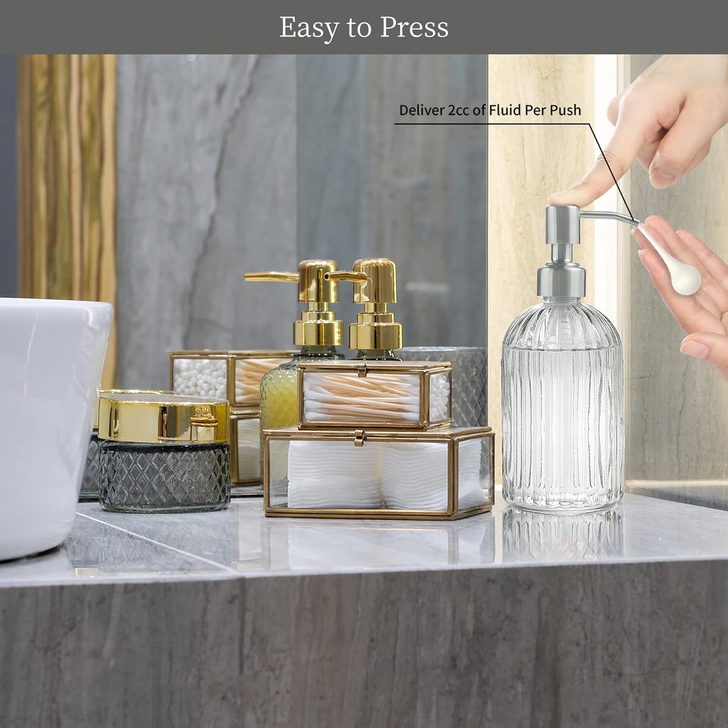 6 Pack Soap Dispenser Pump Replacement, 304 Rust Proof Stainless Steel Soap Dispenser Lids for Regular 28/400 Neck Bottles, Soap and Lotion Dispenser Pump for Kitchen, Bathroom