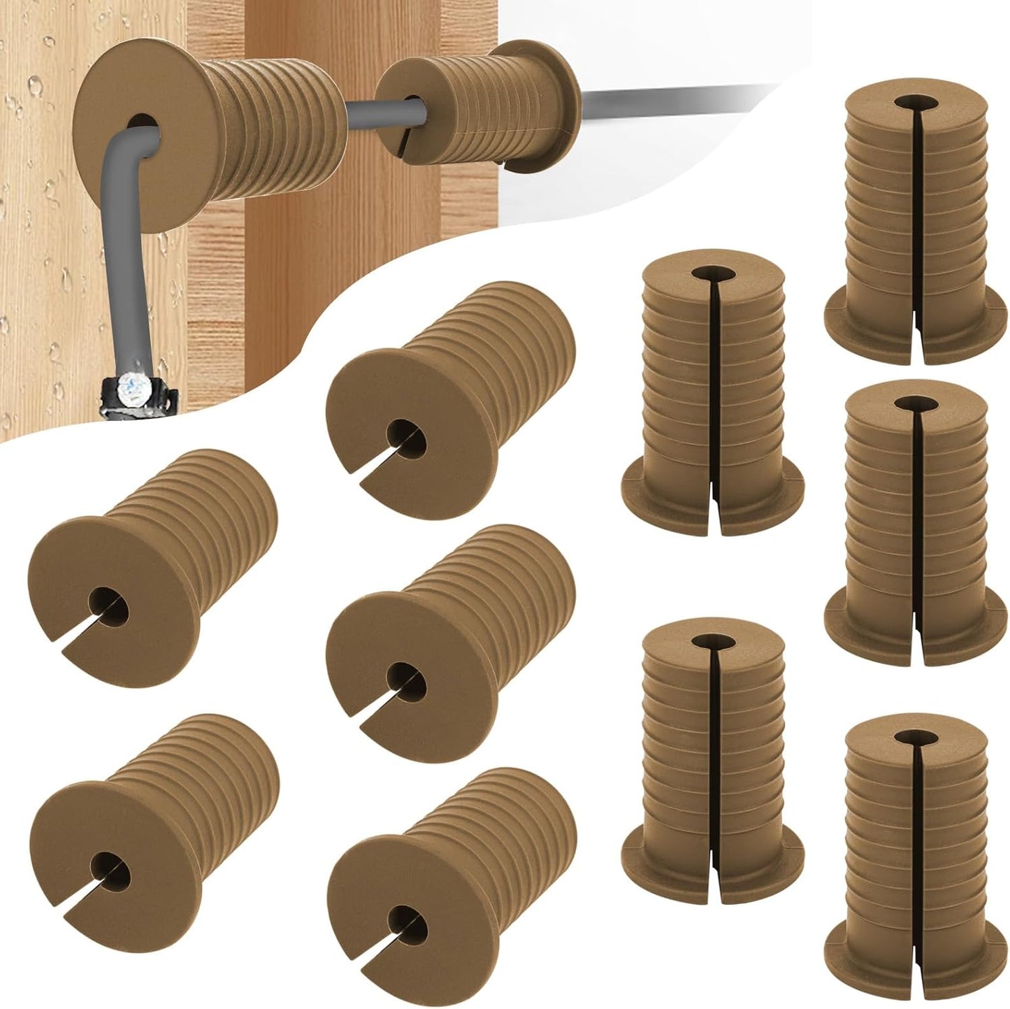 10 PCS Starlink Cable Routing Kit for 1 Inch Wall Hole Perforated Silicone Grommet Cable Punch Grommet Starlink Wall Grommet Wall Grommet for Starlink Ethernet Cable (Grommet Brown-10)