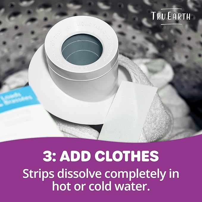 Tru Earth Compact Dry Laundry Detergent Sheets - Up to 768 Loads (384 Count) - Paraben-Free - Original Eco-Strip Liquidless Detergent, Travel Sheets - Lilac Breeze