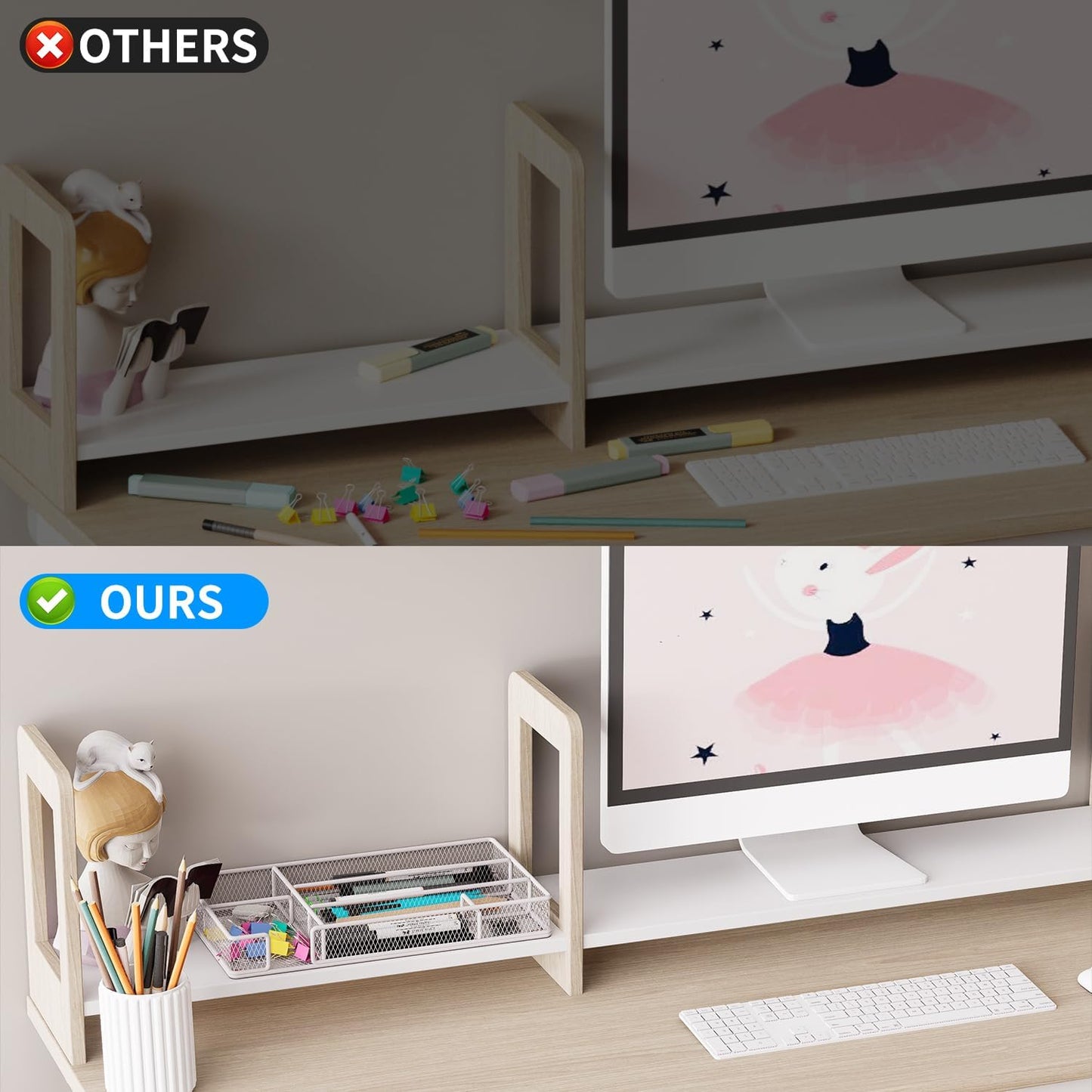 Desk Drawer Organizer Tray, Mesh Desk & Office Drawer Organizer, Suitable for Tools, Pencils & Office Supplies Storage (White)