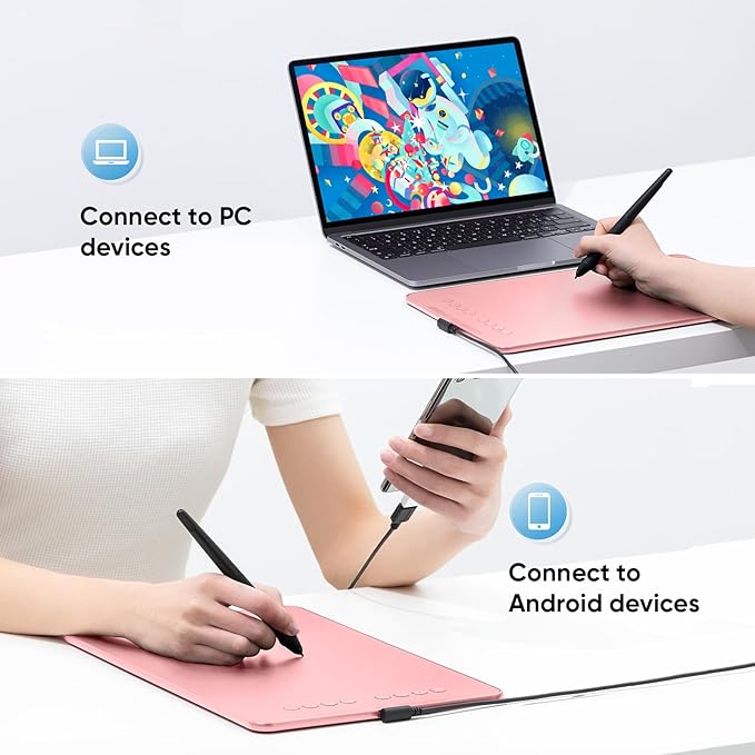 Drawing Tablet-XPPen Deco 01 V3 10x6.25 Inch Graphics Tablet Digital Drawing Tablet for Chromebook with 16384 Levels Pressure Battery-Free Stylus and 8 Shortcut Keys (Pink)