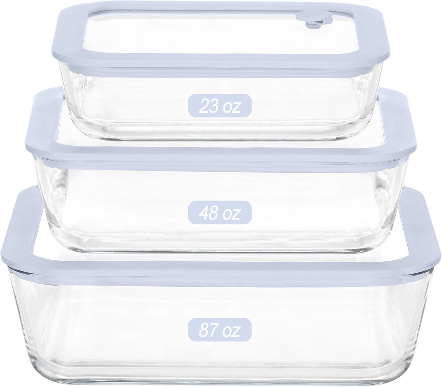 Urban Green Glass Food Container Set with Silicone Glass Lid, 3 Pack, Airtight, LeakProof, 100% Plastic Free, Meal Prep Food Storage Containers