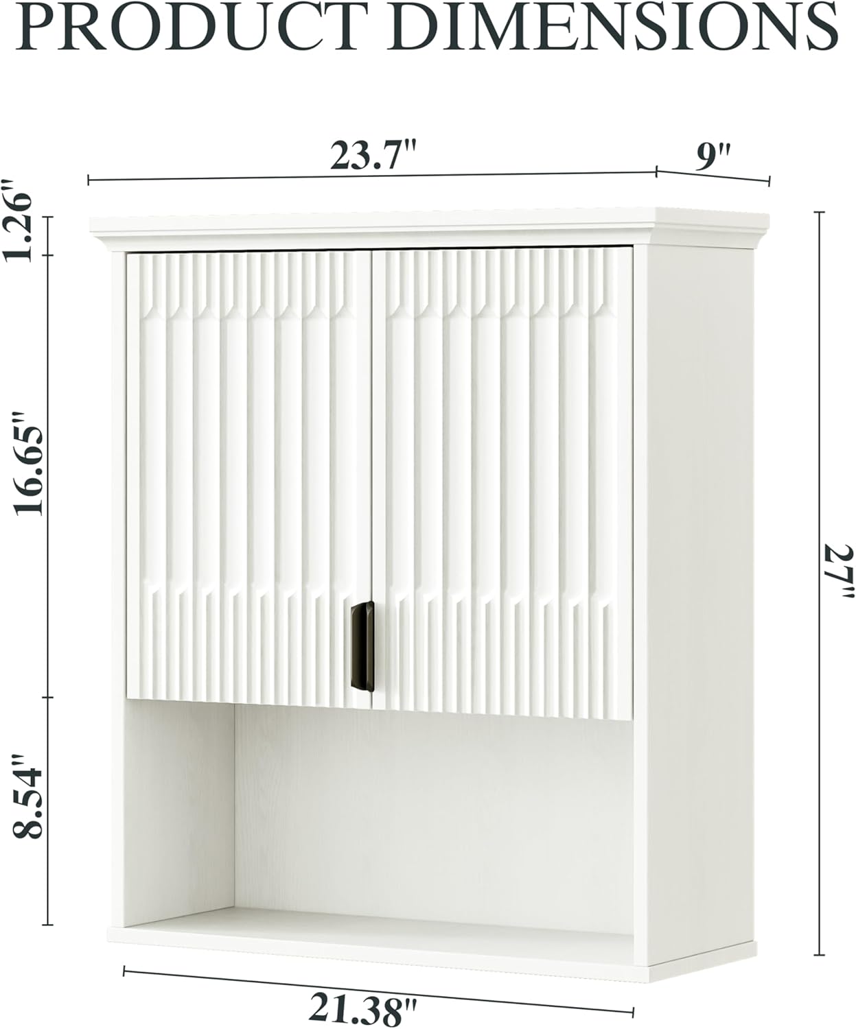 FLOWBACK Wall Mount Bathroom Cabinet, Wooden Medicine Cabinet Storage Organizer with Fluted Doors and Adjustable Shelf, Over The Toilet Space Saver Storage Cabinet (White)