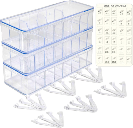 Set of 3 Cable Organizer Box W/Labels - Charger Box, Stackable W/Lids-Cord Organizer Junk Drawer- Cord Storage Box for Desk -Cable Organizer case
