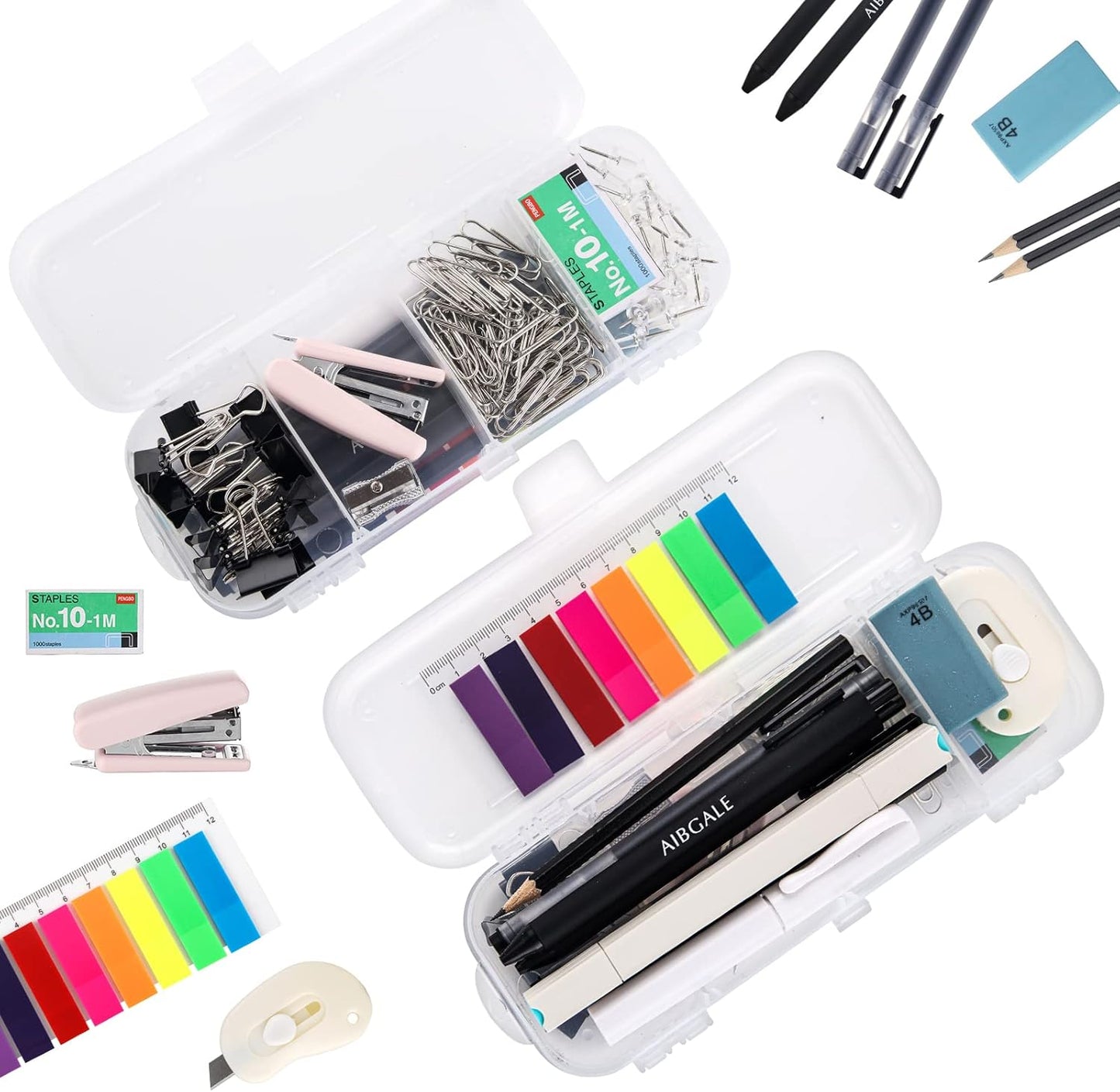 123 Pcs Office Supplies Kit with Desk Organizers, Office Stationery Set, Mini Office Supply Kit Includes Stapler, Paper Clips, Push Pins, Highlighters for Desktop Accessories Set, School Supplies
