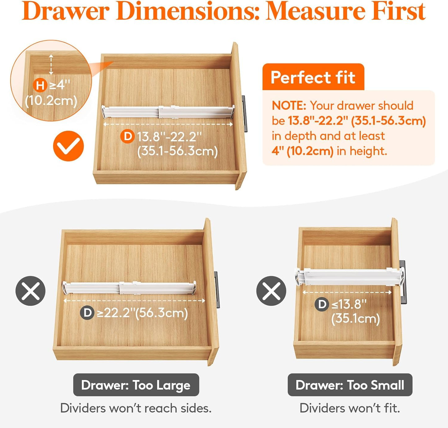 Lifewit 12 Pack Drawer Dividers 4" High, 13.8-22.5" Dresser Drawer Divider, Adjustable Drawer Organizers for Clothes, Plastic Drawers Separators for Dresser, Bedroom, Bathroom, Kitchen, Office