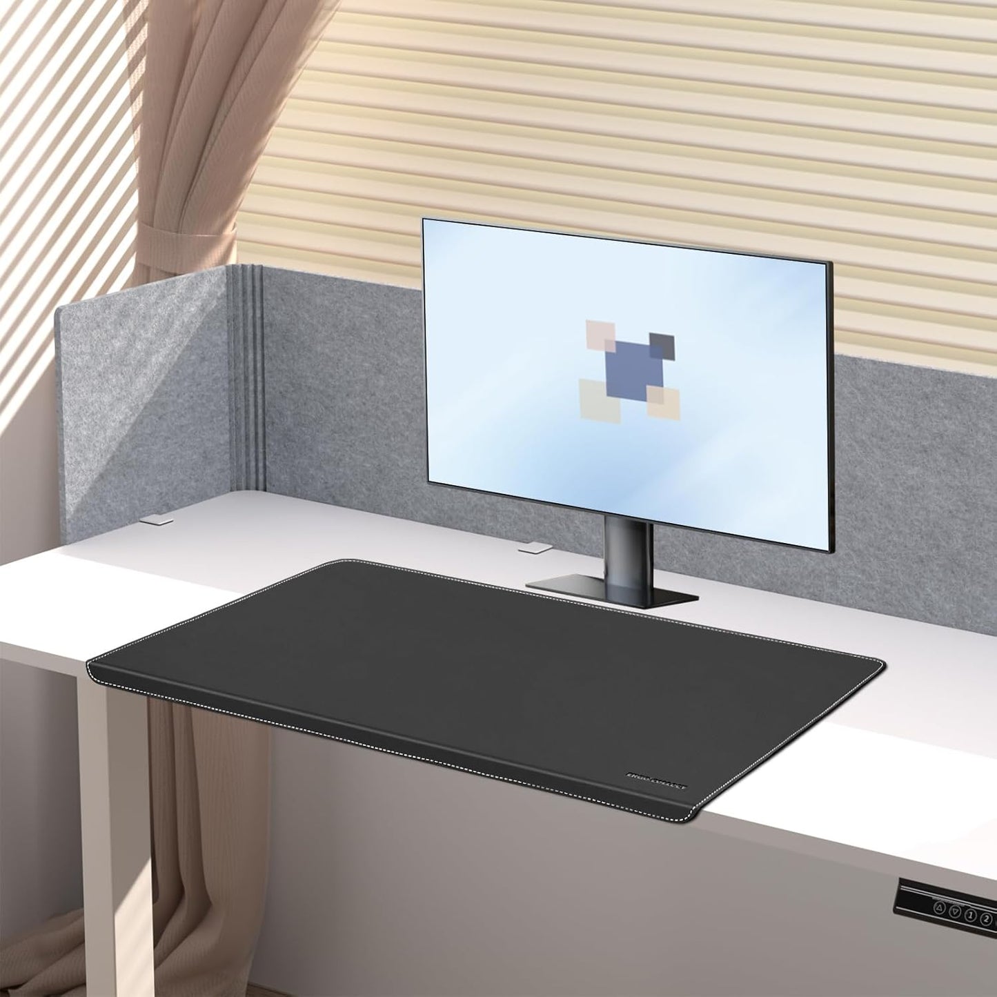 Desk Mat with Lip & Reinforced Stitched Edge|Non-Slip Waterproof PU Leather Desk Pad|Ergonomic Keyboard Mouse Pad with Edge Protector|for Office, Home, Study(28.74" x 16.73",Black)