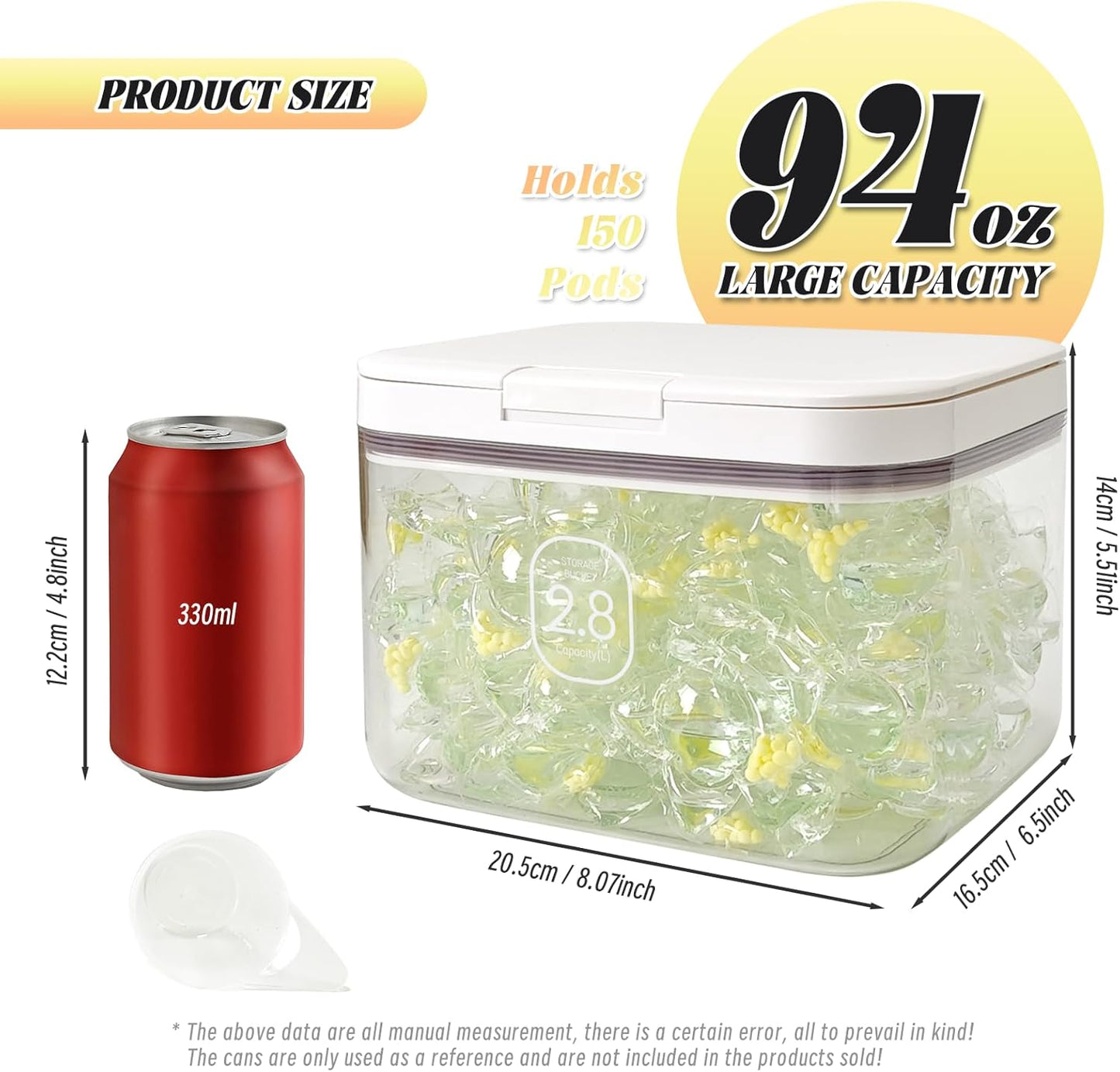 Laundry Pod Holder with Lid - Sealed Automatic Pop-Up Dispenser, 94oz/115 Pod Capacity, ABS/PP Durable Container for Laundry Room Organization, Multi-Purpose for Detergent Powder/Dryer Sheets