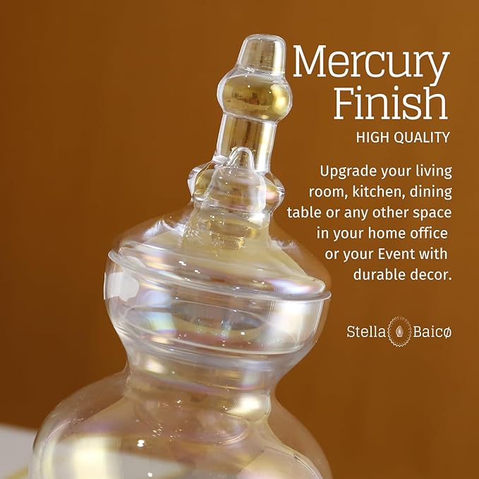 Stella Baic Set of 3 Iridescent Apothecary Jars with Lids, Glass Candy Jars for Candy Buffet, Decorative Jars for Display, Party and Wedding