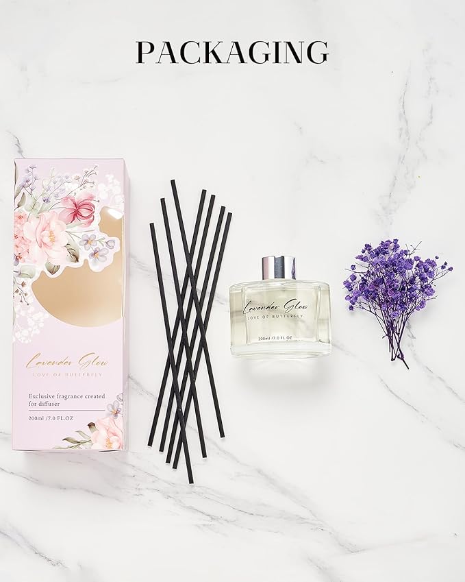 M&SENSE Reed Diffuser Set with 7 Sticks | 7.0oz Fresh Green & Eucalyptus Scent, Home Fragrance Diffuser for Bedroom Bathroom Décor, Scented Diffuser with Baby's Breath Flower Gifts for Women