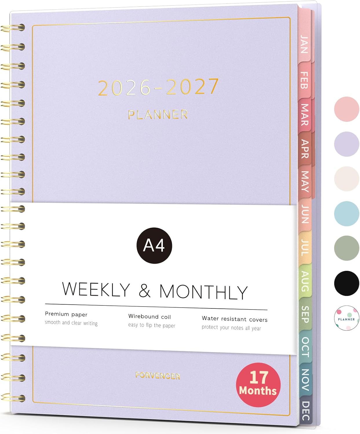 Forvencer Planner 2026-2027, 17 Month Weekly and Monthly Calendar Planner, Jan 2026 -May 2027, 8.5" x 11", Daily Agenda Book with Tabs, College Organizer Notebook, School Supplies for Student Teacher Classroom, A4, Purple