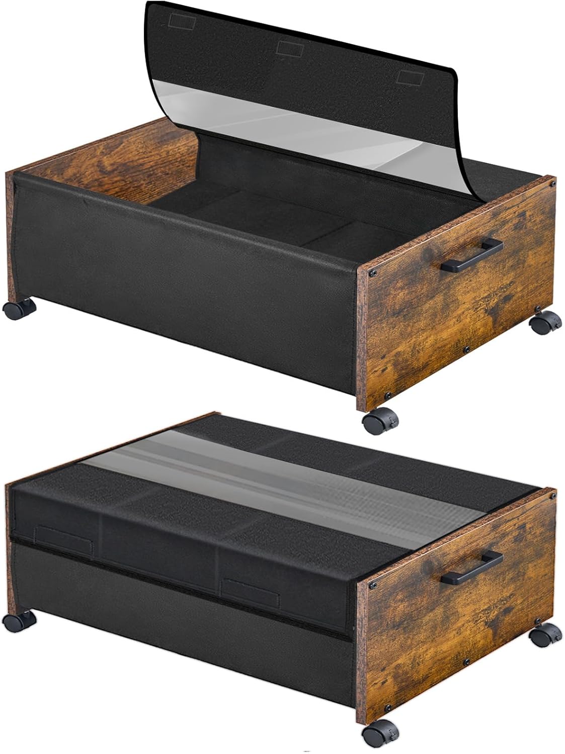Under Bed Storage with Wheels, Under Bed Storage Containers, UnderBed Drawers with Metal Frame, for Clothes Shoes Blanket